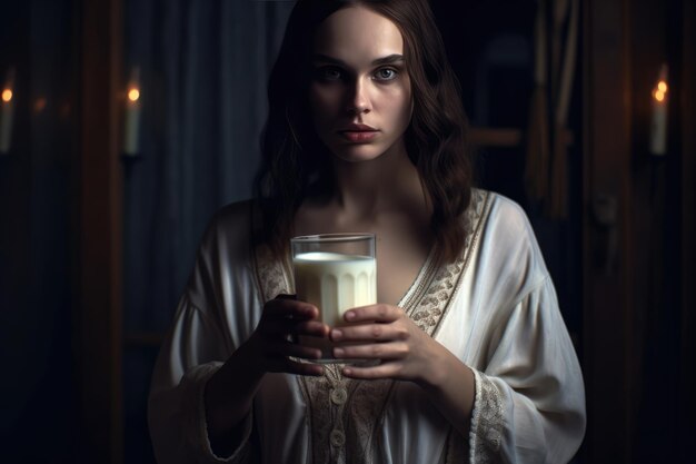 A Serene Nighttime MilkDrinking Scene