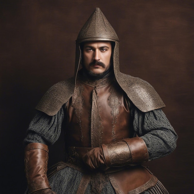 Photo serene noble in exquisite medieval attire captivating nobleman in a regal costume