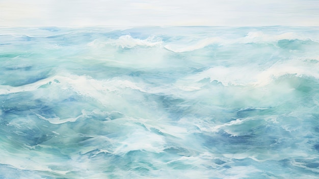 Serene ocean waves painting Calming blue hues for relaxation spa or beach themes