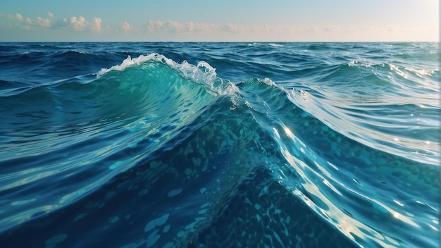 Serene Ocean Waves Under Sky at Sunrise