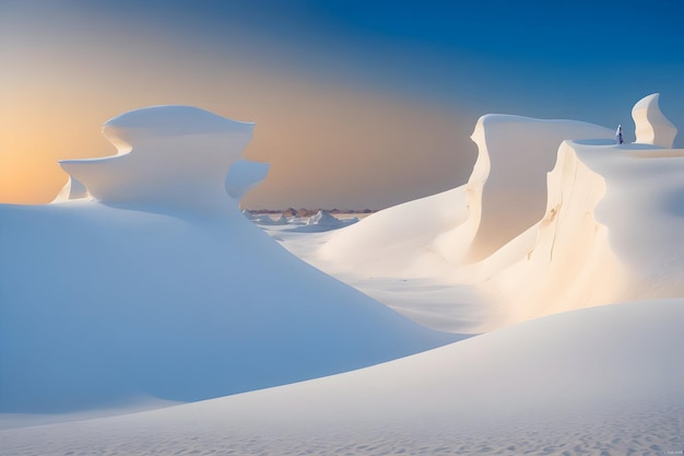 Photo the serene and otherworldly landscape of the white desert in egypt's farafra generated ai