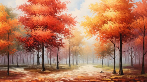 Serene park scene with autumn trees