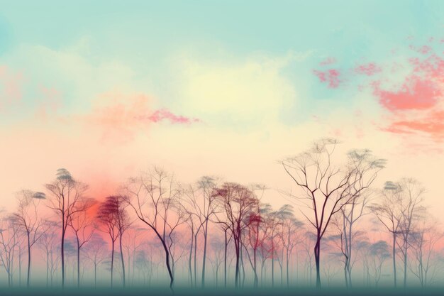 Photo serene pastel sunset forest landscape