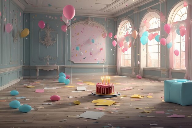 Спокойная мирная сцена дня рождения с пустым полотном "С днем рождения", заполненным идеальным изображением