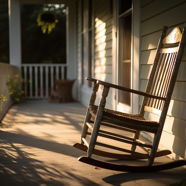 Serene porch with a tree sunlight and warm