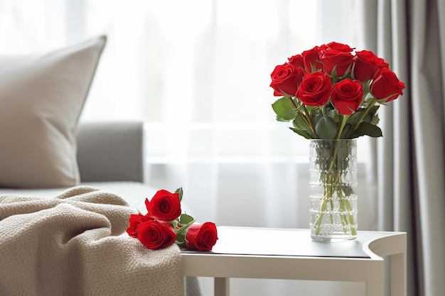 Serene Red Roses Beside Hospital Bed Hopeful and Healing Created with Generative AI Tools