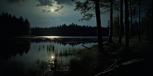 Serene Reflections Tranquil Finnish Lake at Sunrise Embracing the Beauty of Nature