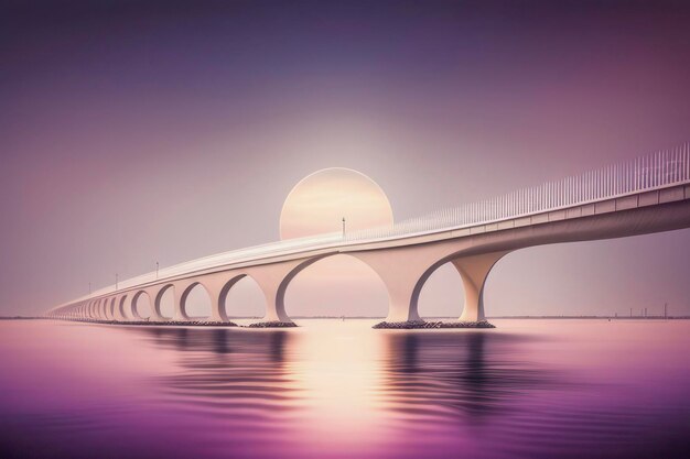 Serene roze zonsondergang over Long Bridge