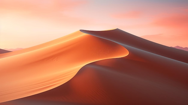 A serene sand dune landscape at sunrise
