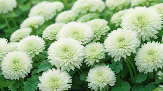 Serene schoonheid bloemenachtergrond van groene en witte chrysanten