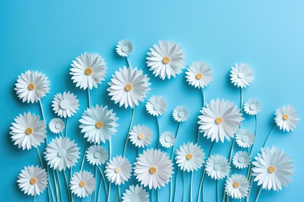 Serene Sea of Daisies Fondant Florals Adrift on a Calming Azure Canvas Generative AI