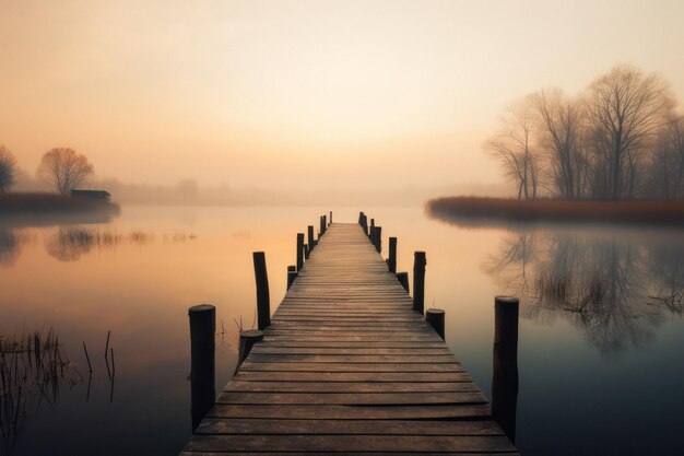 Foto serene steiger op een rustig waterlichaam