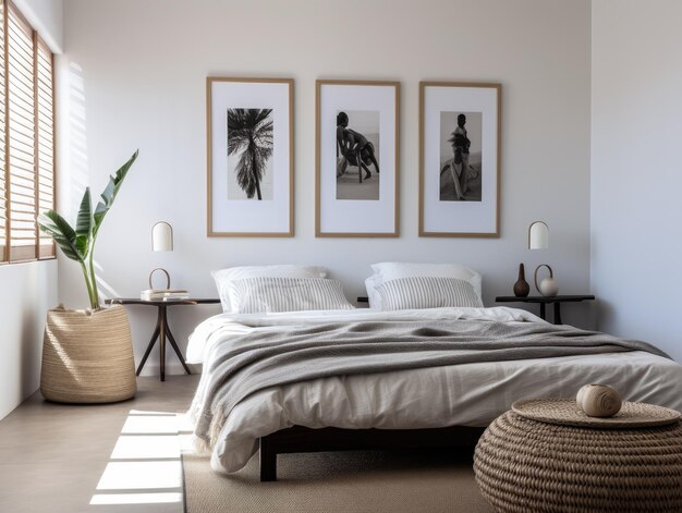 Serene and Stylish Bedroom with Natural Woven Accents