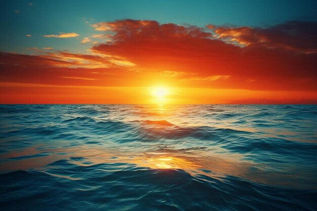 Photo serene sun over ocean sun wallpaper