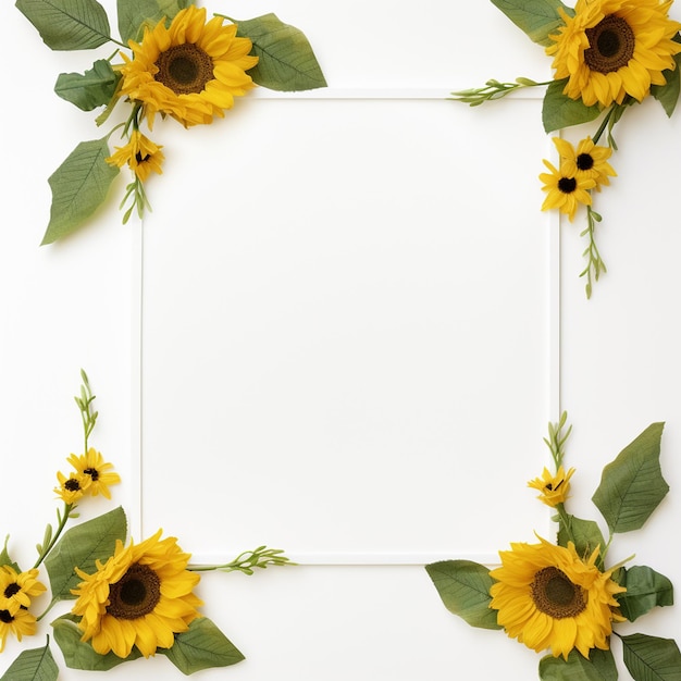 Serene Sunflower Border Fresh White Canvas