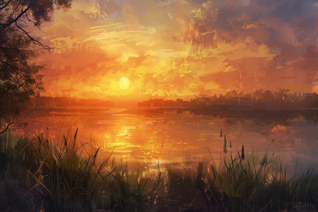 serene sunrise sunset scene