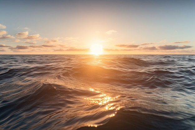 Serene sunset over a vast body of water Generative AI