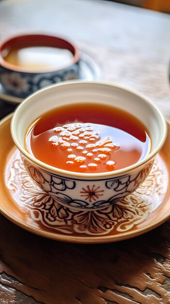 Serene Tea Setting with Artistic Saucer Design