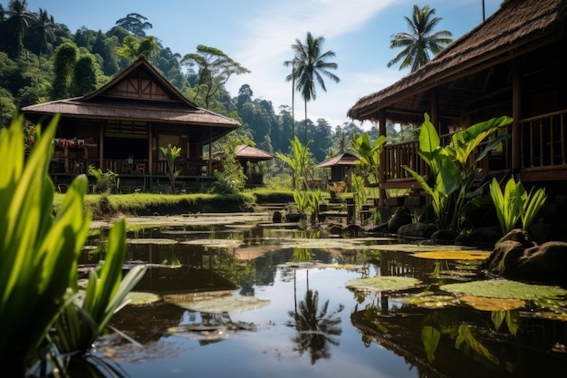 Serene Традиционный индонезийский дом Генеративный ИИ