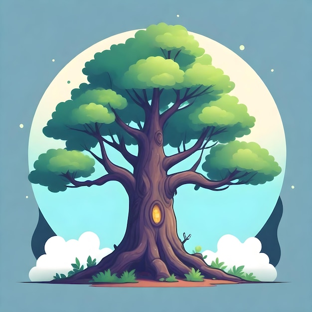 Serene Tree Clipart tegen het canvas van de natuur