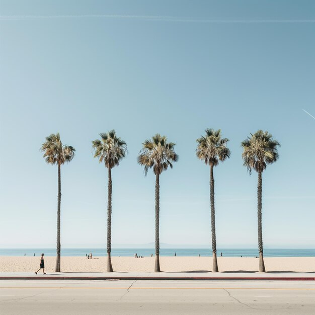 Photo a serene tropical beach scene with palm trees