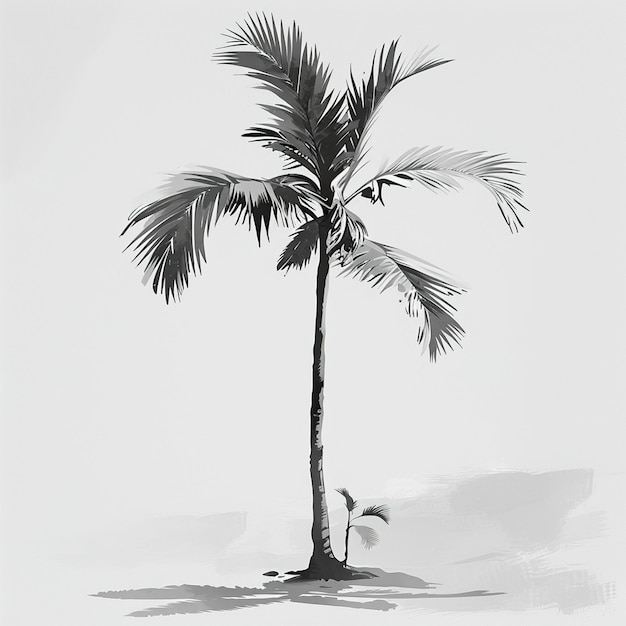 A serene tropical beach scene with palm trees