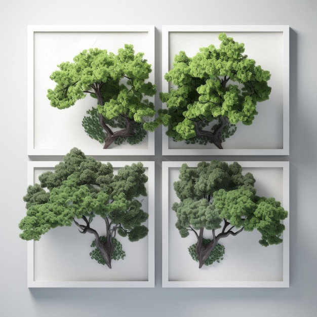 Photo a serene view of four trees in a lush green forest 4 style options