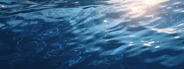 Serene water surface with gentle ripples capturing tranquility in vivid blue AI Generative