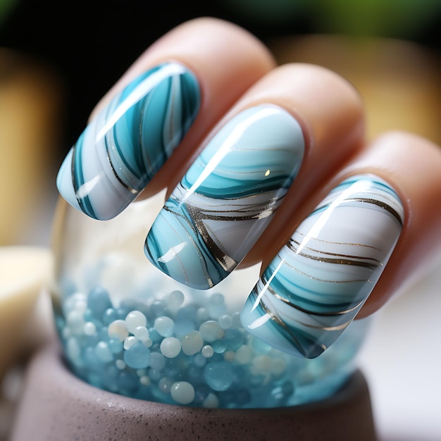 Ocean blue 🩵💙 #water #waves #ocean #blue #nail #nails #nailsketch50  #nailart #gelmanicure #marble #foil #nailday #nailsdesign #nai... |  Instagram