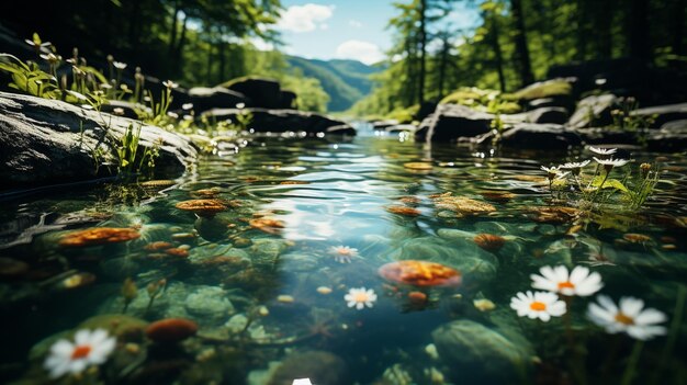 Foto acque serene fotografia realistica di un lago estivo