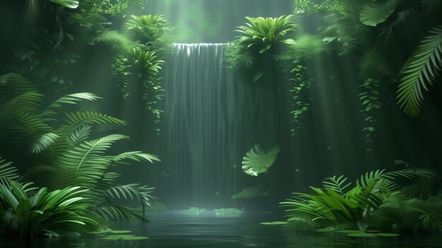 Serene waterval in een weelderige tropische jungle voor de Dag van de Aarde