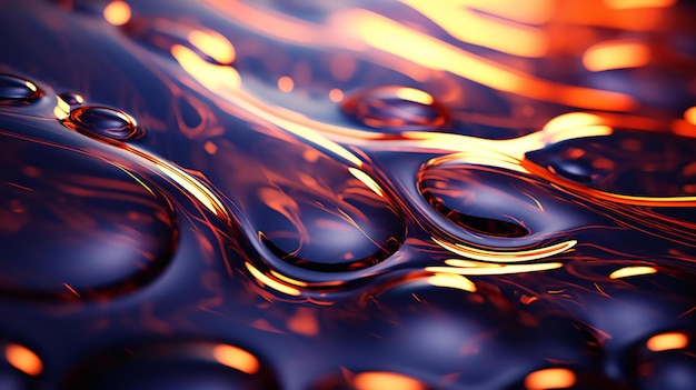 Photo serene waves of warmth fluid amber elegance on a tranquil reflective azure surface