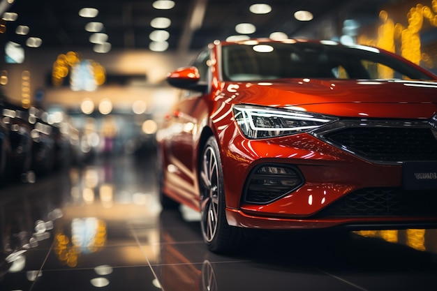 Serene wazige scène van auto's in een showroom