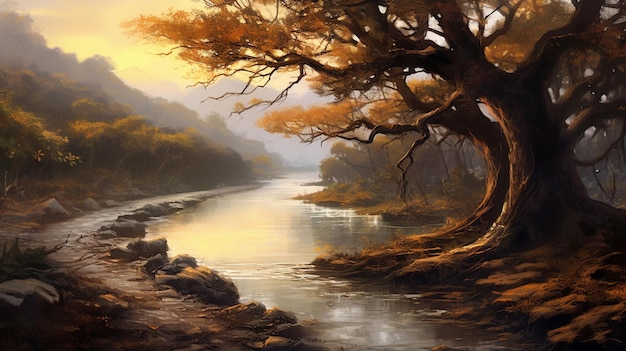 Serene Winding Riverbank