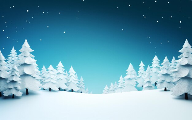 Serene Winter Wonderland Majestic Snowy Trees in a Breathtaking Snowy Landscape with a Clear Blue Sk...