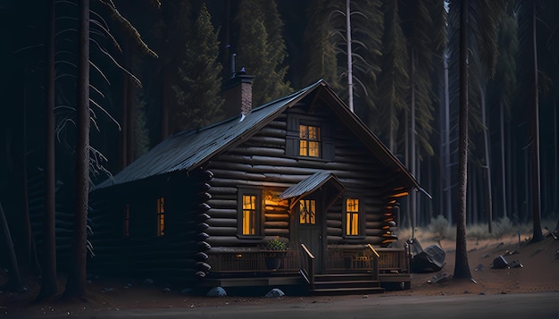 穏やかな森の小屋の HD 壁紙とズーム背景の喜び