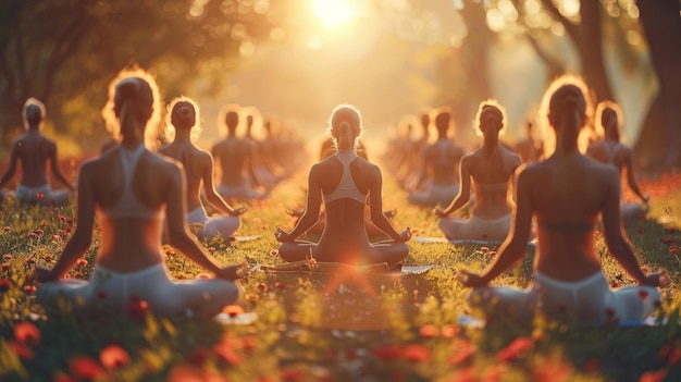 Serene yoga les in een zonnelicht wellnesscentrum