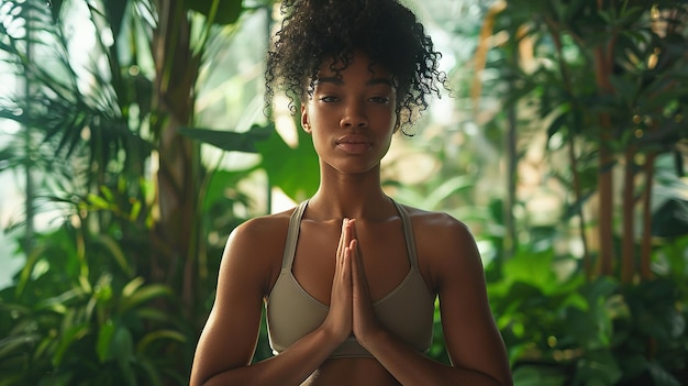 Serene Yoga Praktijken Jonge vrouw in de sportschool