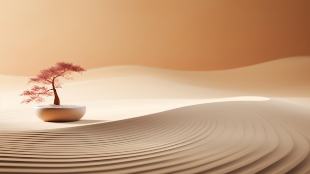 Serene Zen garden raked sand