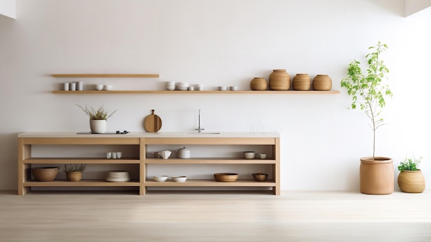 Спокойная дзен-кухня с минималистским дизайном в сочетании с органической элегантностью