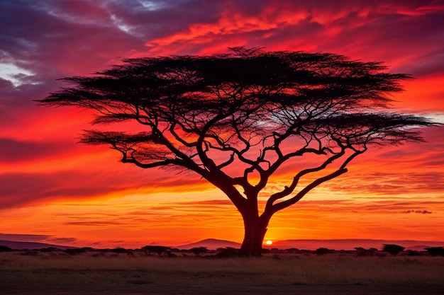 Serengeti Zonsondergang Afrikaanse Pracht