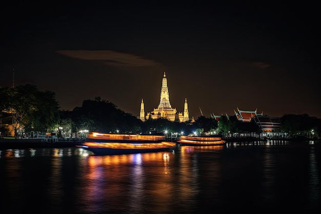 Serenidade em Wat Pho Templo величественный rio спокойный Budas dourados Banguecoque генеративный IA