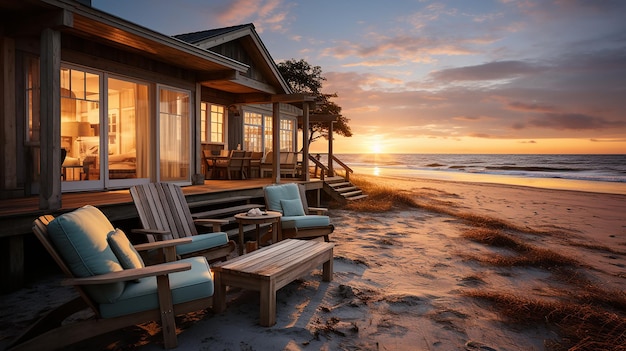 Photo serenity by the sea beach retreat capture