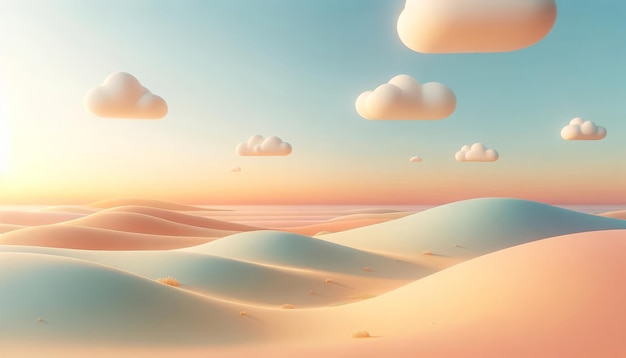 Serenity Dunes A Calm Pastel Sunrise Over Gentle Hills