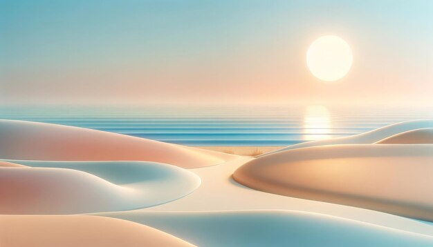 Foto serenity dunes een rustige pastel zonsopgang over zachte heuvels