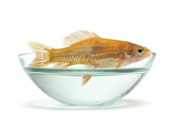 The Serenity of a Fish in Its Bowl Isolated On White Background