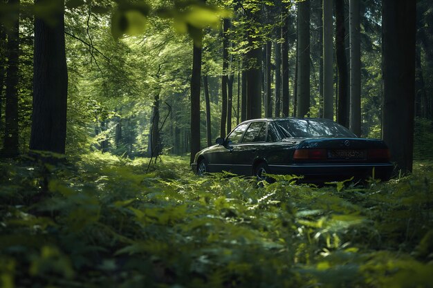 Foto serenity ha trovato un'auto solitaria abbraccia il santuario della natura