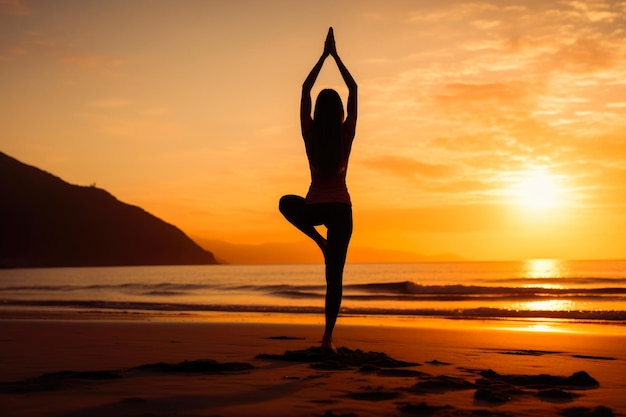 Serenity Found Yoga by the Ocean at Sunset