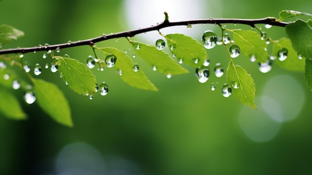 Serenity And Harmony Rain Drops On Tree Branch Wallpaper