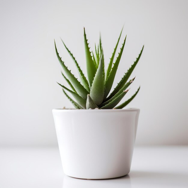 Serenity in miniatuur minimalistische succulente plant in een witte schaal Generatieve AI